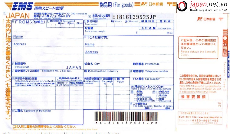 Chuyển hàng từ Nhật Bản về Việt Nam bằng dịch vụ EMS